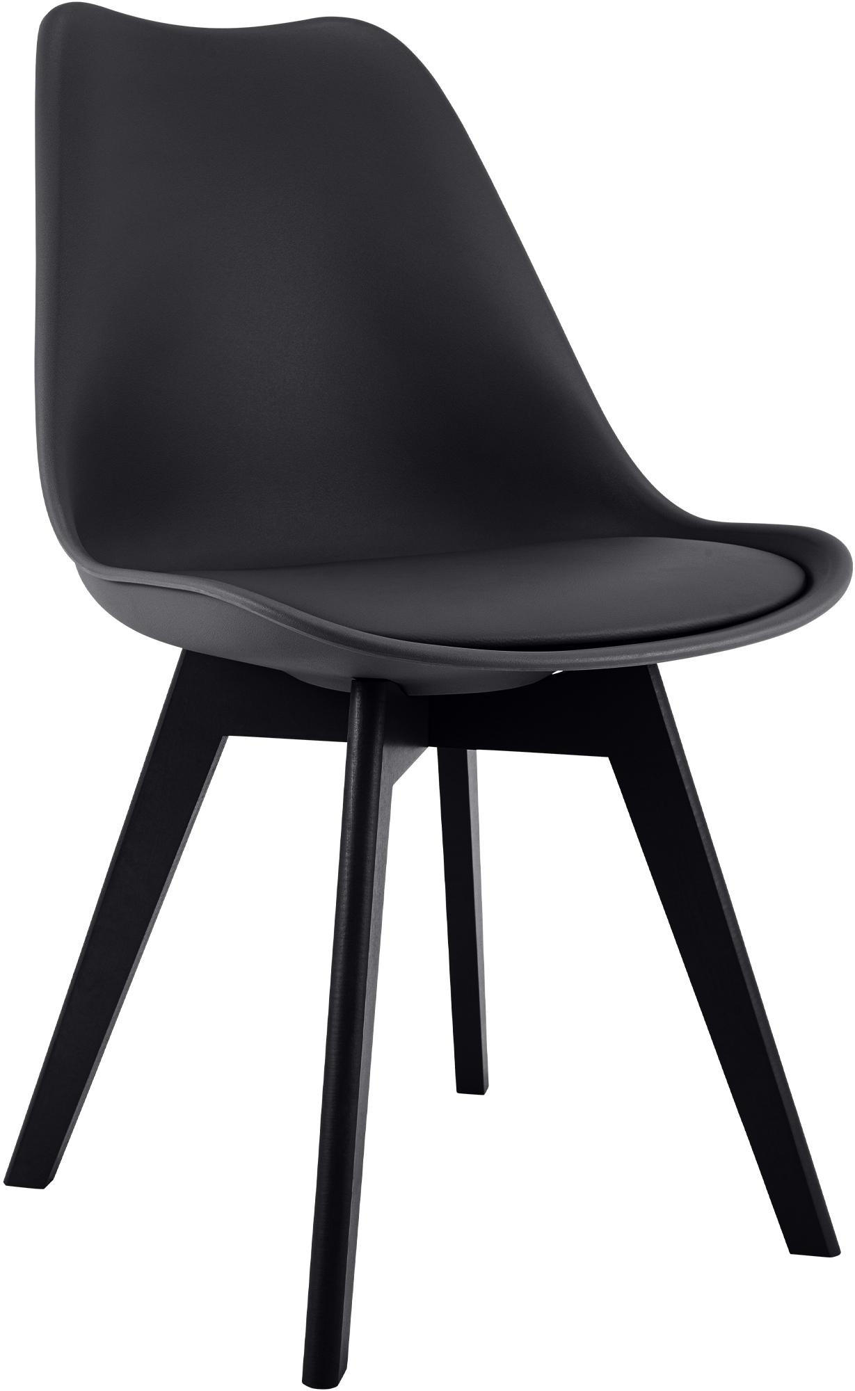 STUHL Kunststoff Schwarz/Schwarz - Eukalyptusholzfarben/Schwarz, Holz/Kunststoff (49/83/50cm) - CLP