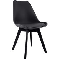 STUHL Kunststoff Schwarz/Schwarz - Eukalyptusholzfarben/Schwarz, Holz/Kunststoff (49/83/50cm) - CLP