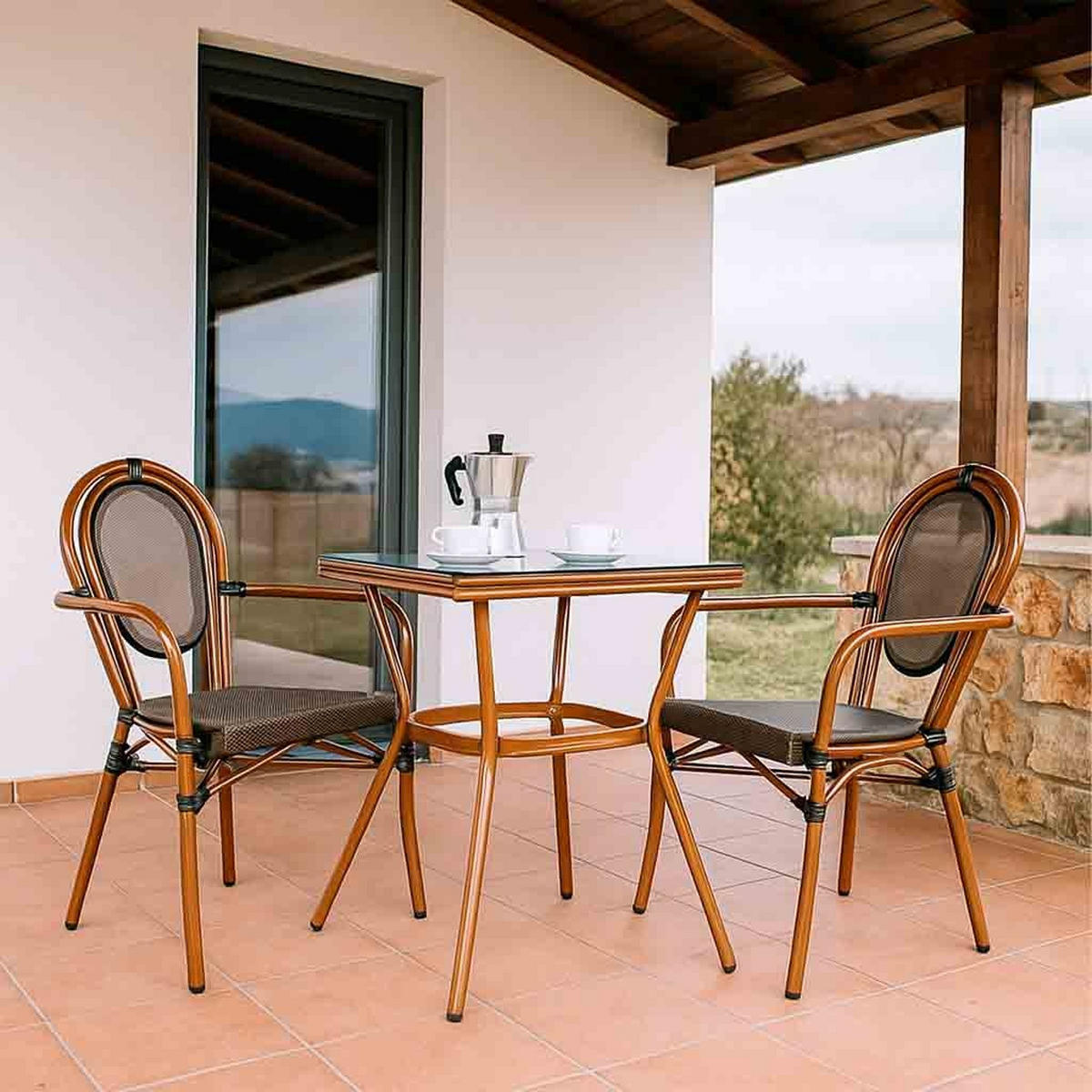 GARTEN-ESSGRUPPE, 3er-Set, braun - Braun, Metall - Wanderlust