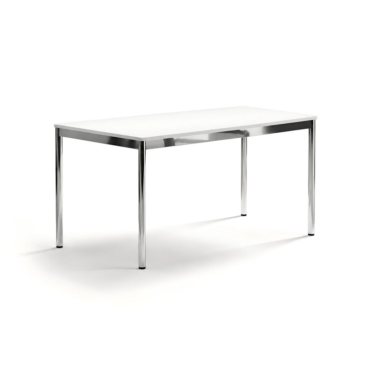 SCHREIBTISCH VST1 140 x 90 cm Weiß – höhenverstellbar - Chromfarben/Weiß, Holzwerkstoff (140/90/75.5cm) - Versee
