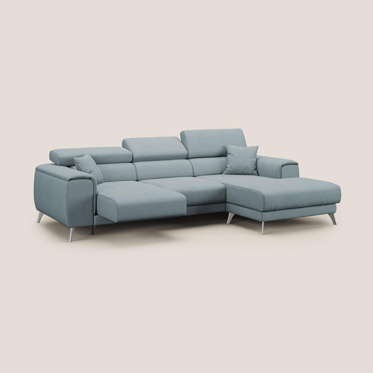 ECKSOFA RECHTS Fusion - Hellblau, Textil (260/102cm) - Divani.store
