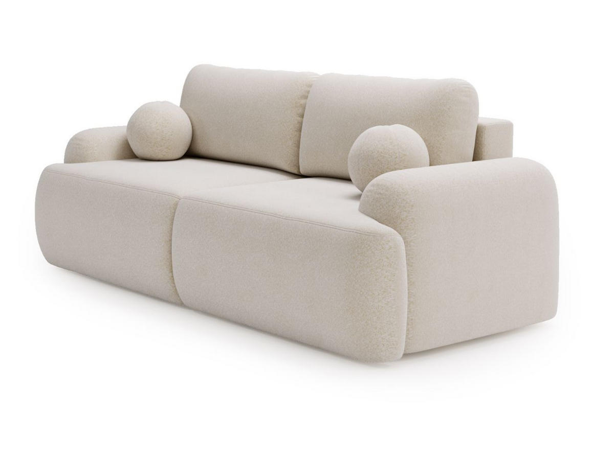 SOFA 260/106/81 Aurio Bouclé-Stoff Weiß - Weiß, Kunststoff/Textil (260/81/106cm) - Graingold