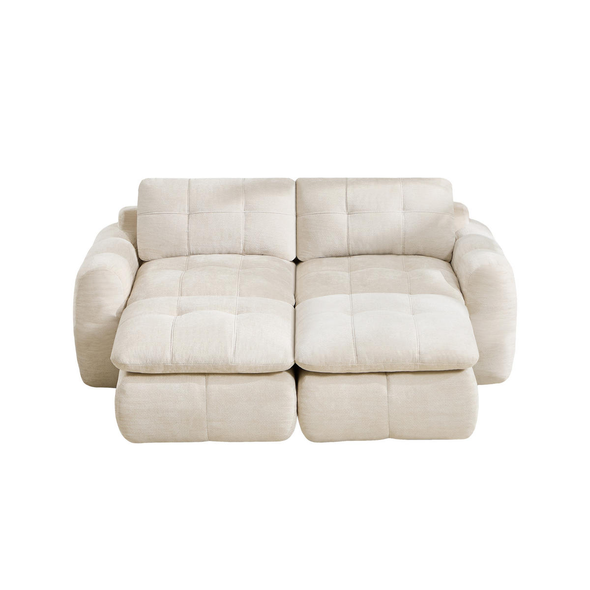 2-SITZER-SOFA DE-34464 mit 2 Ottomanen Beige - Beige, Textil (160/194cm) - ComfortXL
