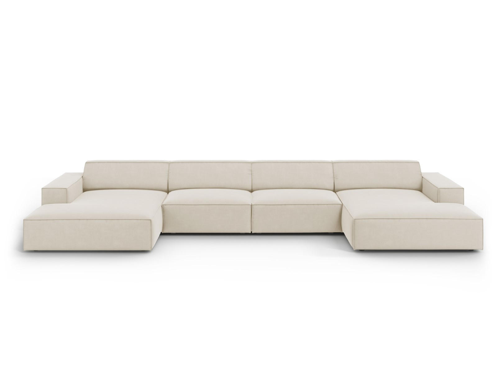 PANORAMASOFA Jodie aus Samt dunkelbeige 6 Sitzplätze - Mokka, Textil (166/70/364cm) - Micadoni