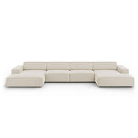 PANORAMASOFA Jodie aus Samt dunkelbeige 6 Sitzplätze - Mokka, Textil (166/70/364cm) - Micadoni
