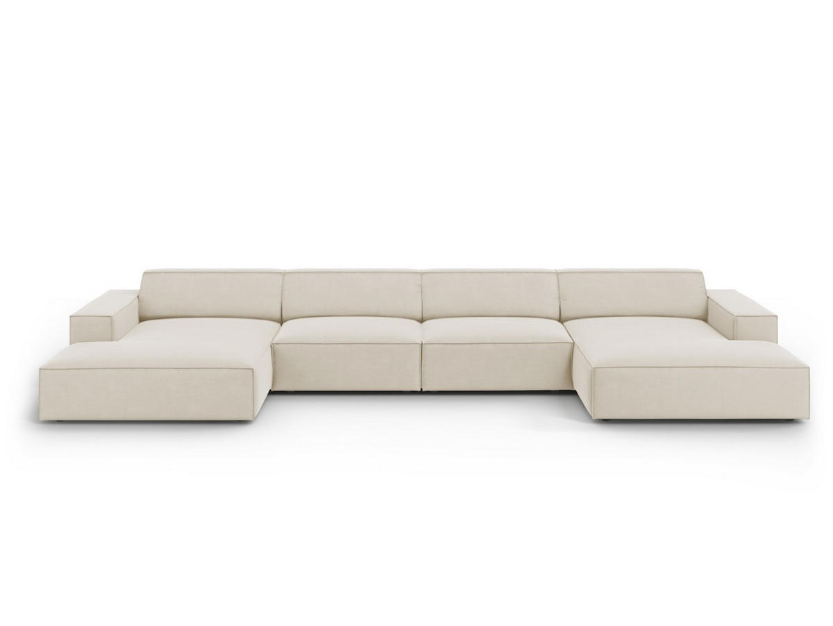 PANORAMASOFA Jodie aus Samt dunkelbeige 6 Sitzplätze - Mokka, Textil (166/70/364cm) - Micadoni