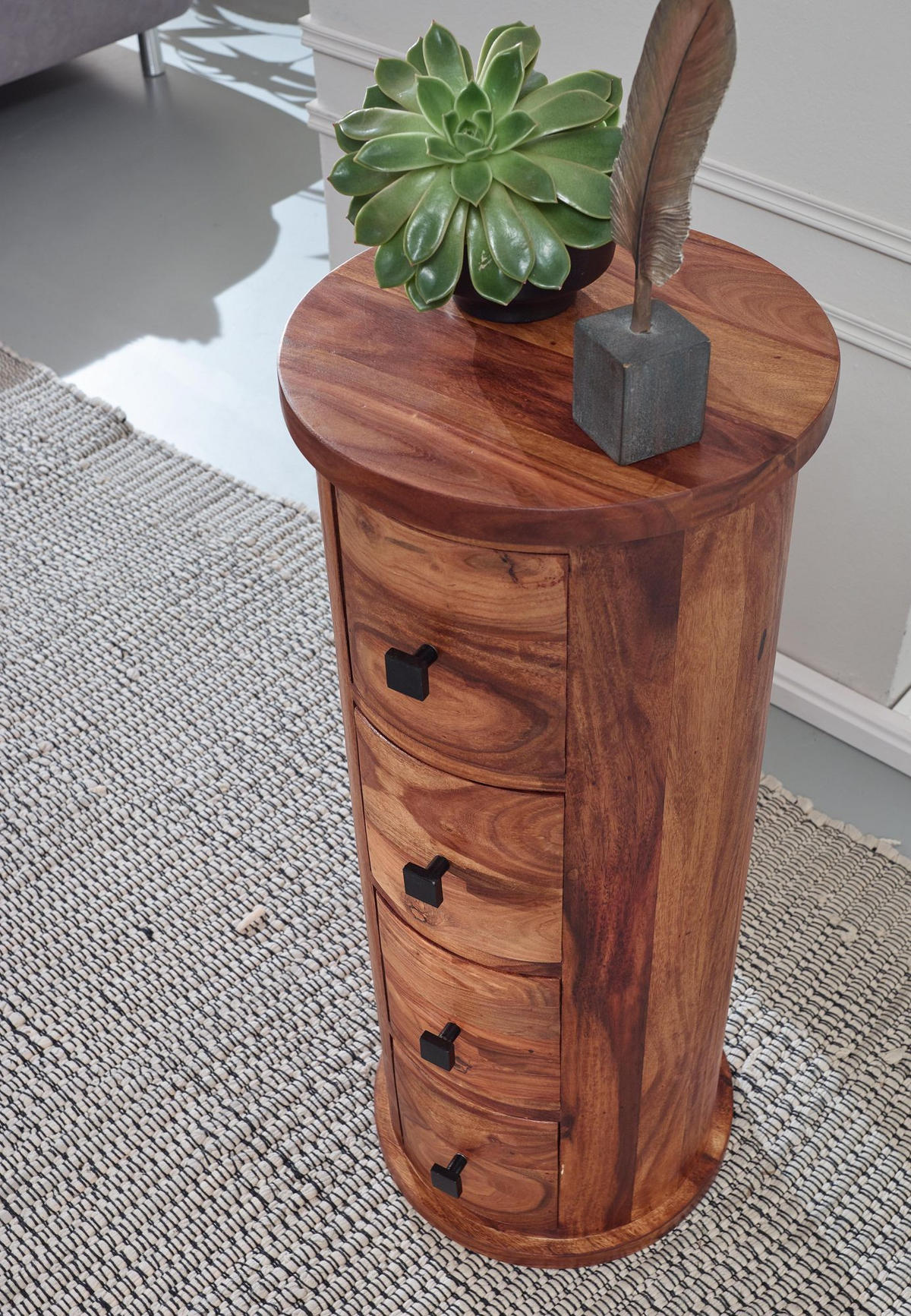 KOMMODE – Massivholz, rustikal, 4 Schubladen, viel Stauraum - Braun, Holz/Metall (35/85/35cm) - KADIMA DESIGN