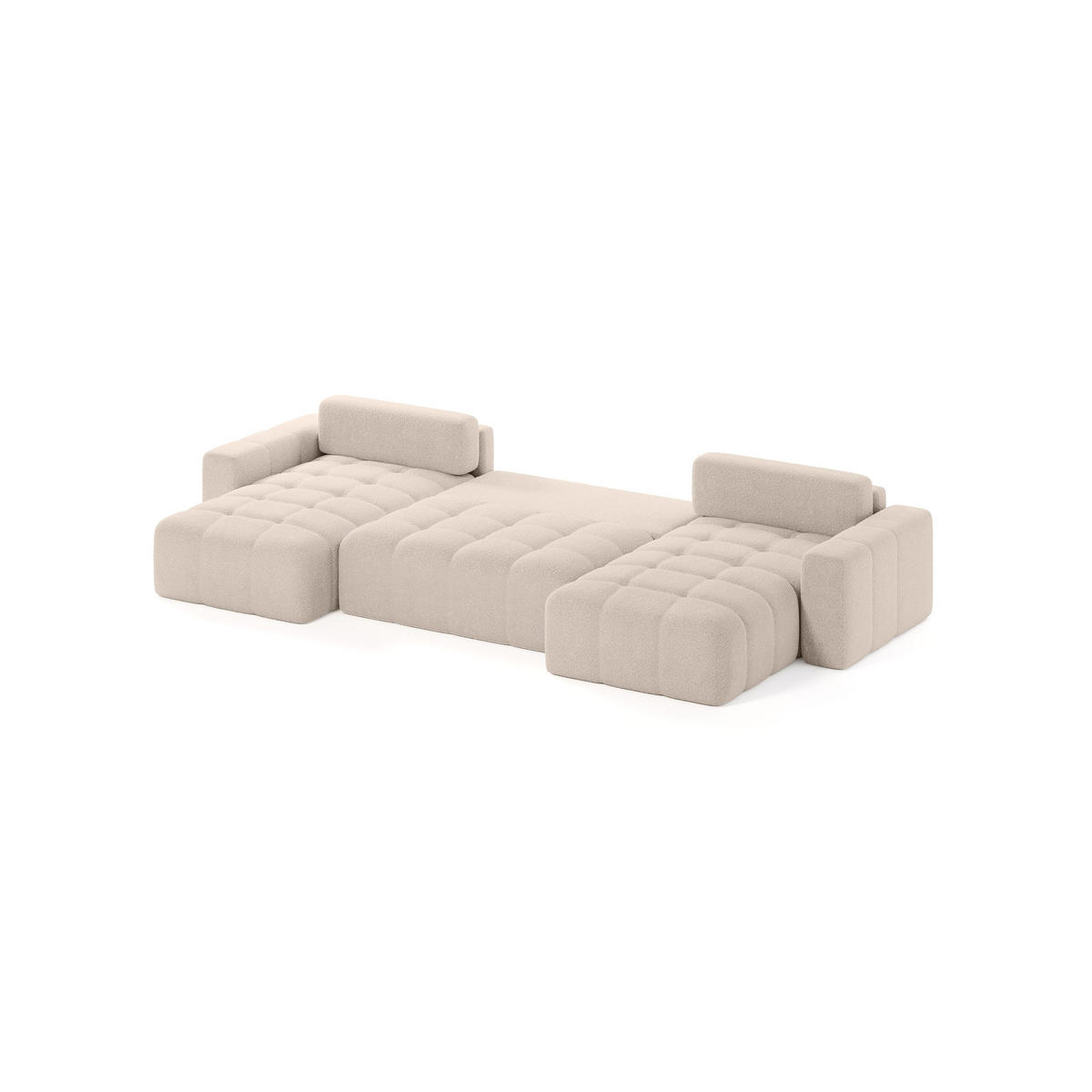ECKSOFA Bouclé-Stoff 10 Sitzer Bornum U, Beige - Beige, Textil (386/70/155cm) - Meblito