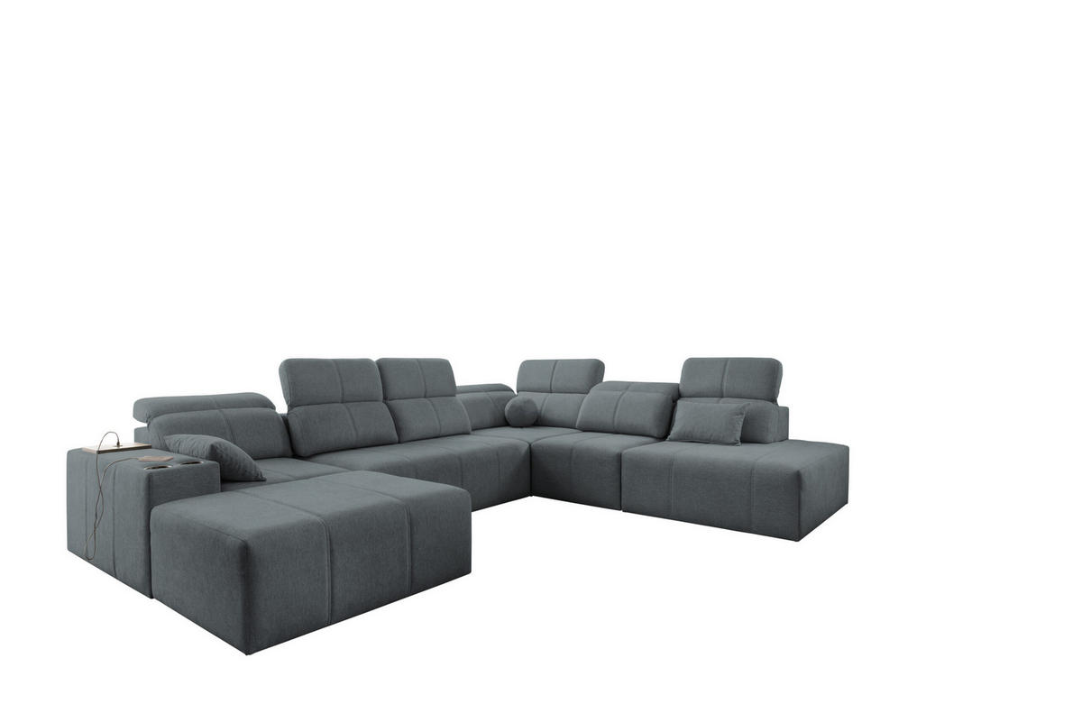 ECKSOFA Multifunktional Mindy X Stoff Verita Dunkelgrau Links - Dunkelgrau, Holz (300/359cm) - Kaiser Möbel