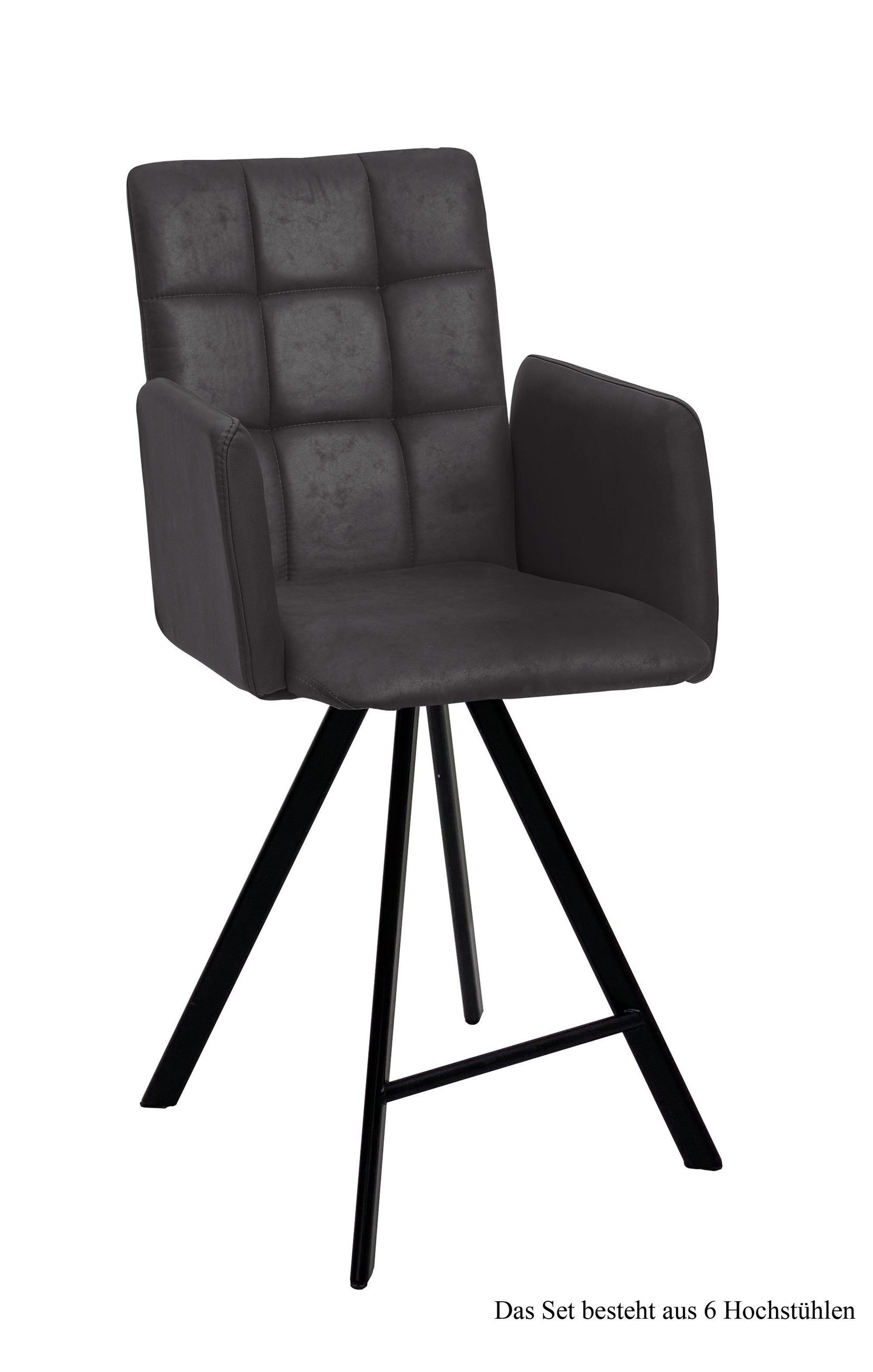 THEKENSTUHL drehbar (6er-Set) Devalyn 52x108x60 Schwarz/Anthrazit - Anthrazit/Schwarz, Kunststoff (60/108/52cm) - 58aufmkessel