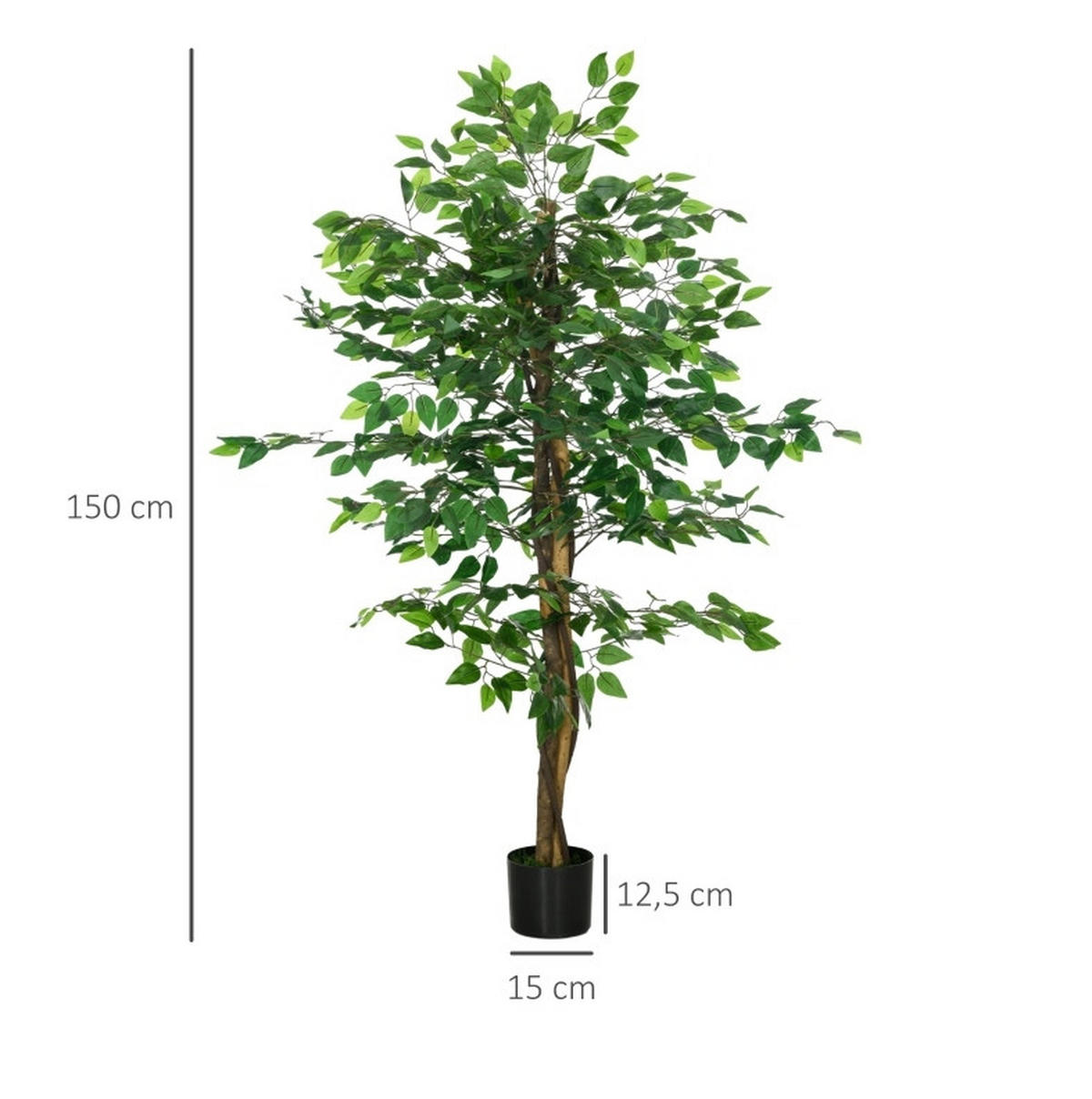 KUNSTPFLANZEN 15/15/150 cm grün aus Metall pflegeleicht mit Topf - Grün, Metall (150cm) - OKWISH