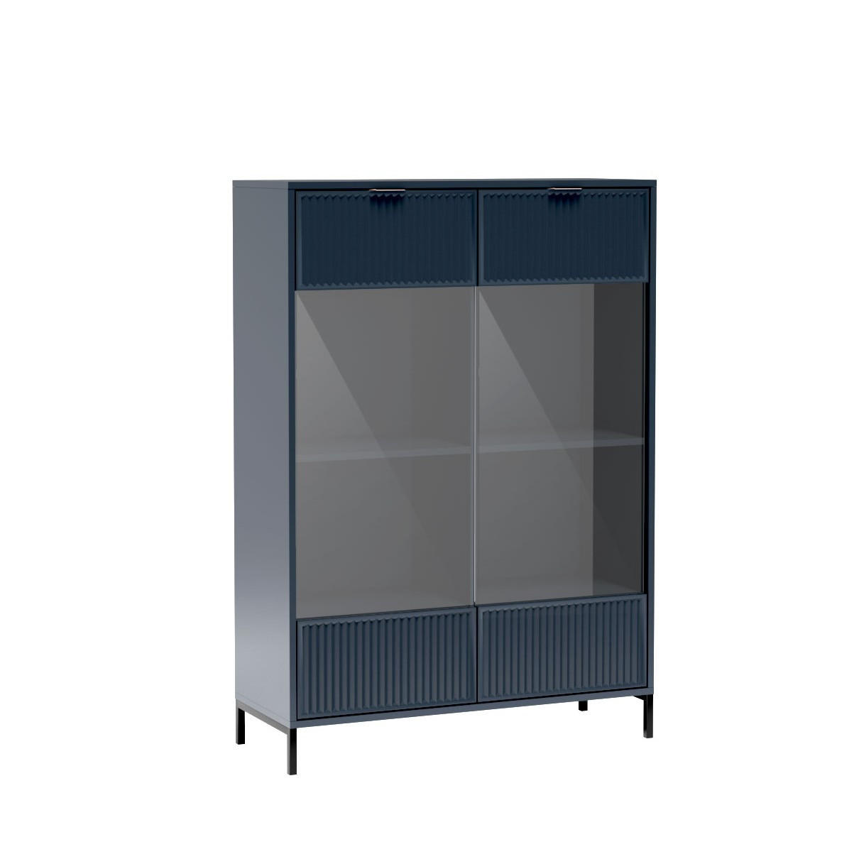 VITRINE ZIGO 150 / 104,8 cm in Blau - Blau, Holzwerkstoff (104.8/150/40.6cm) - MASSENO