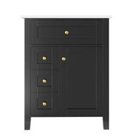 BADEZIMMERSCHRANK Schwarz Hochglanz 4 Schubladen Tür 61cm - Schwarz, Keramik (61/86/47cm) - FLIEKS