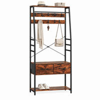 GARDEROBE mit Schuhbank 80 x 30 x 180 cm Holzoptik Braun 2 Stoffschubladen - Braun, Holzwerkstoff (30/180/80cm) - Beauniv