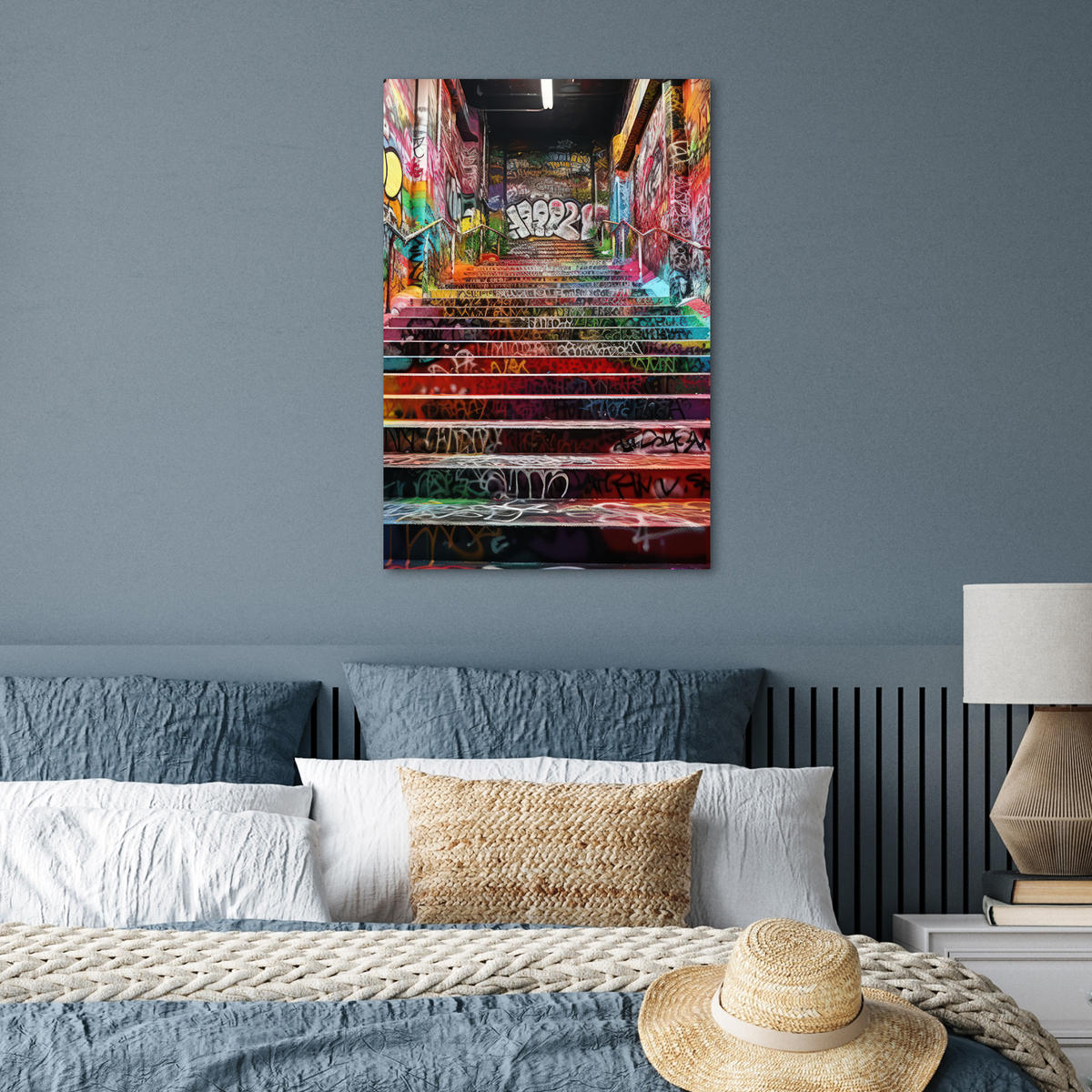 POSTER Treppe - Graffiti - Farben - Kunst 40x60 cm - Multicolor, Papier (40/60/0.1cm) - MuchoWow