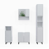 BADMÖBEL-SET Agasta Weiß 4 Teile, mit Hochschrank und Kommode - Weiß, Holzwerkstoff (56/57/28cm) - Vicco
