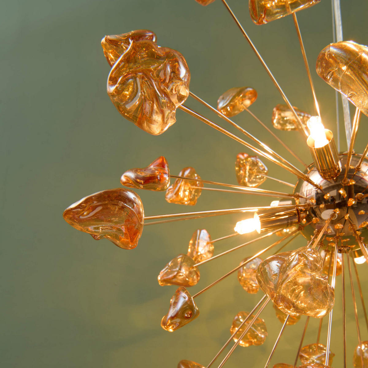 HÄNGELEUCHTE Rimelia, Roségold und bernsteinfarben, 55cm - Roségold, Glas (55/55/50cm) - KOSILUM