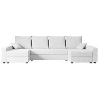 WOHNLANDSCHAFT mit Schlaffunktion und Bettkasten ALESIA-U 301x140x90 cm Weiß Bouclé - Silberfarben/Weiß, Holzwerkstoff/Kunststoff (301/90/140cm) - ALTDECOR
