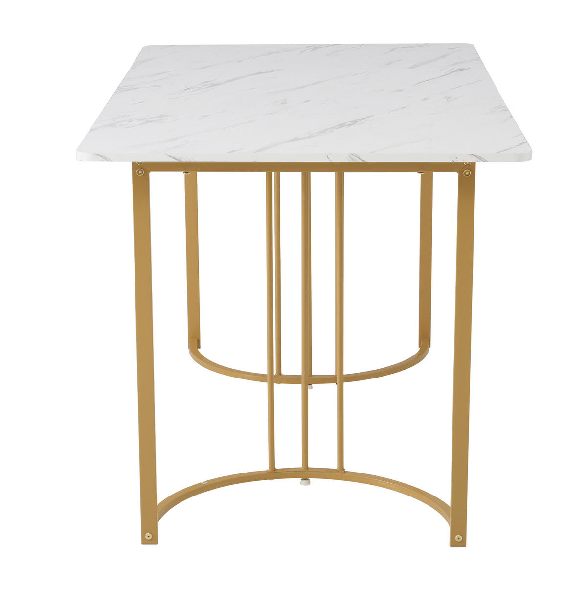 JEDÁLENSKÝ stôl, 140/80/75 cm, MDF a kov, biely mramorový dekor - biela, kompozitné drevo (140/80/75cm) - BEAOK
