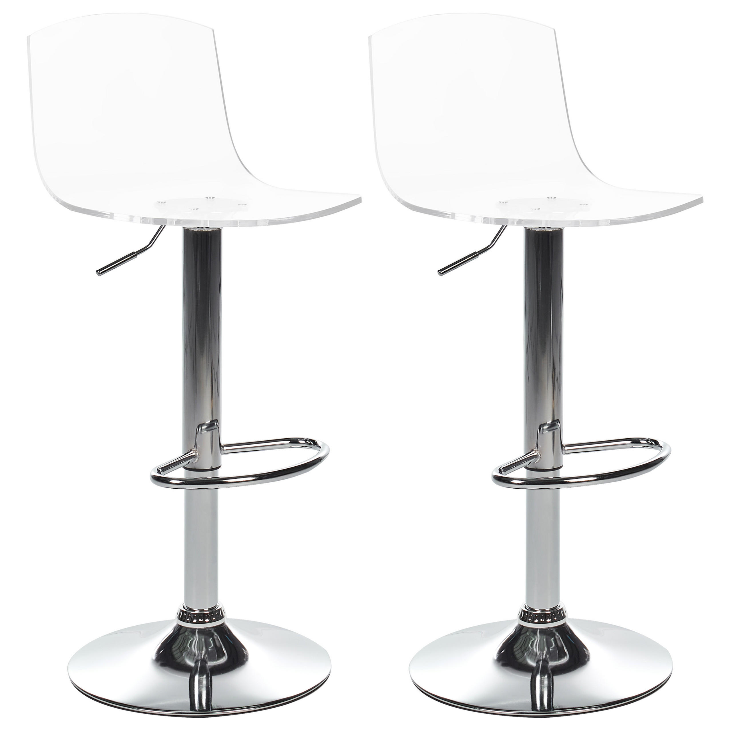 DREHHOCKER 2er-Set Transparent Imola - Transparent/Silberfarben, Kunststoff (38/82/43cm) - Beliani