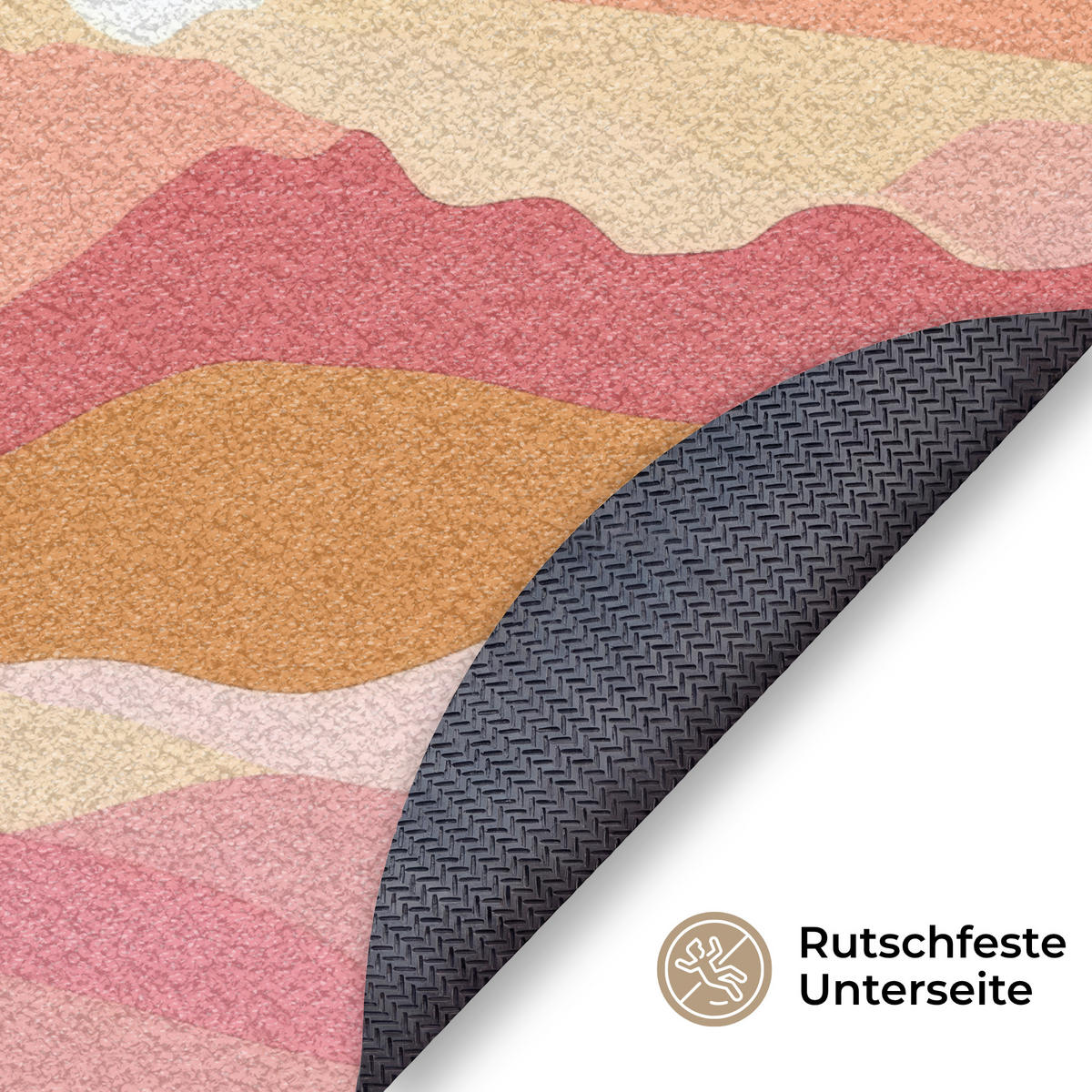 FUSSMATTE Berge - Abstrakt - Sonnenstrahlen - Rosa Sauberlaufmatte 120x120 cm - Rosa, Kunststoff (120/120cm) - MuchoWow