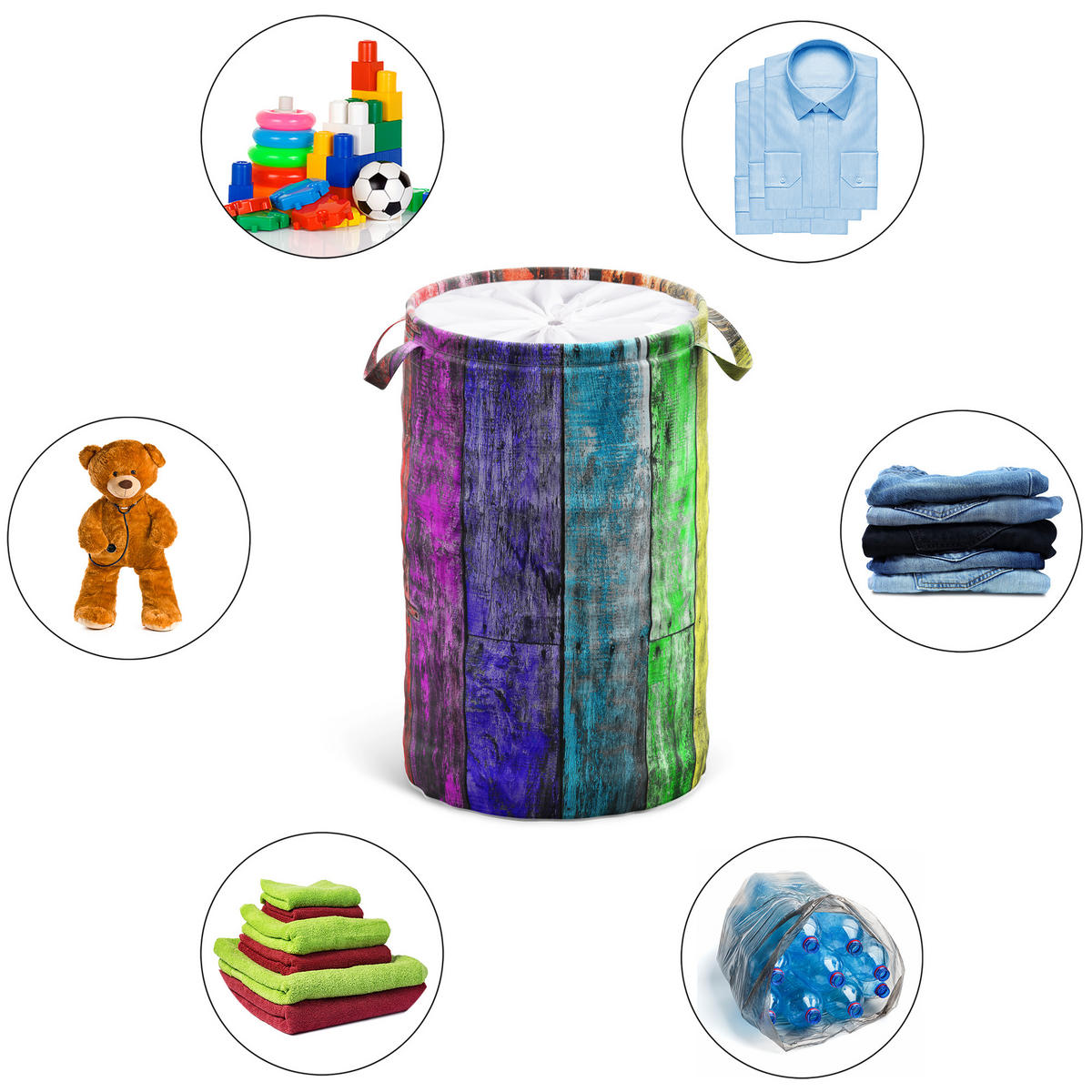 WÄSCHEKORB Rainbow - Multicolor, Textil (37/55/55cm) - Sanilo