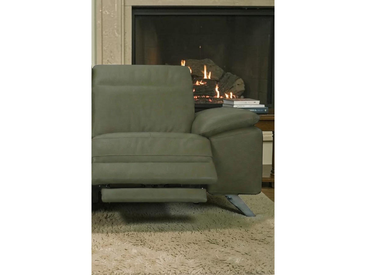 3-SITZER Sofa Genius Echtleder mit 2 x Relaxfunktion Olivgrün - Olivgrün, Leder/Metall (220/80/104cm)
