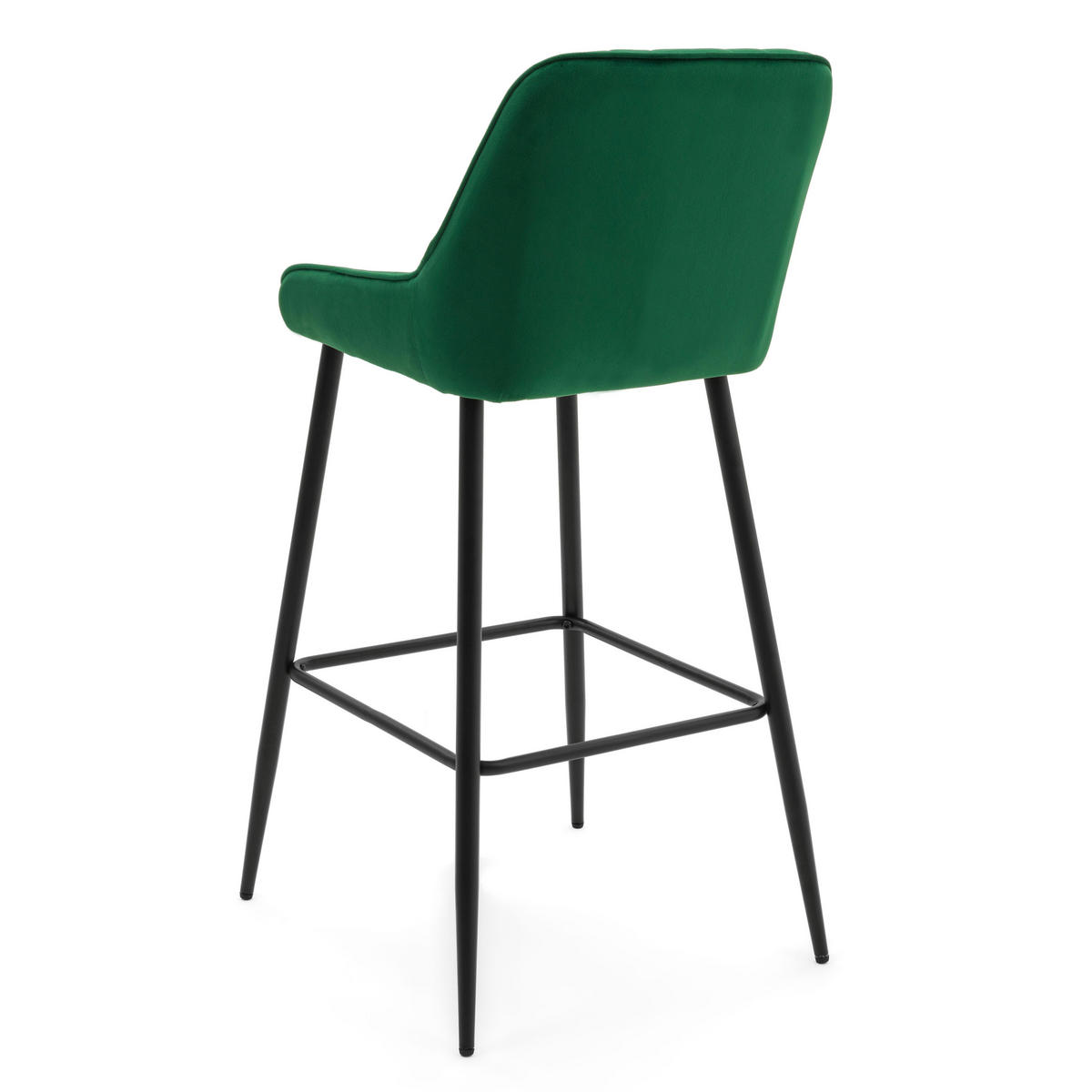 BARHOCKER VASTO gepolstert mit Steppung - grün - Samt Velours - Schwarz/Grün, Metall (50/102/55cm) - NEW HOME