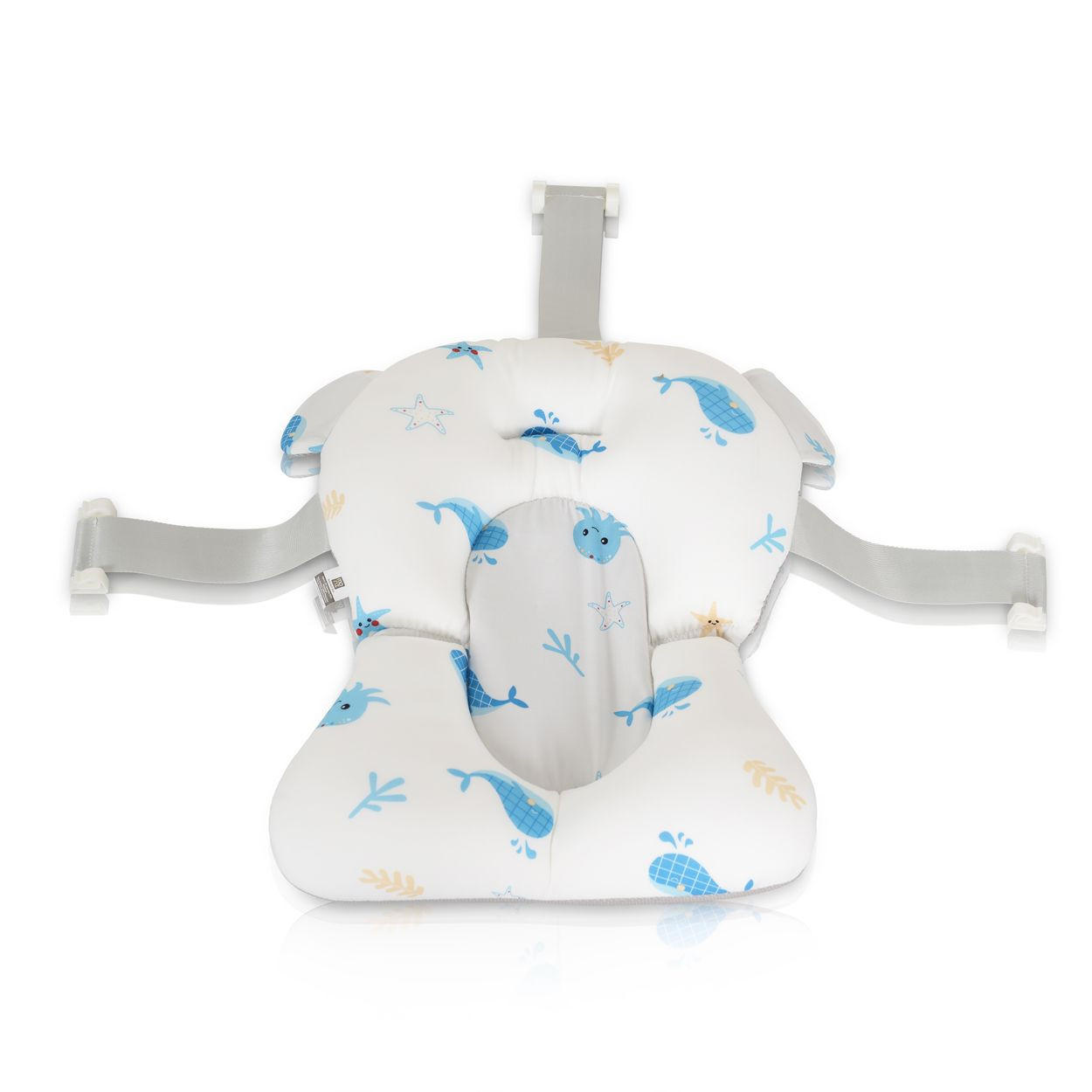 BABYBADEWANNE Badekissen Sea Stars HA-B48 blau Badeauflage, Kunststoff Clips, ab Geburt - Blau, Textil (44/33cm) - Moni