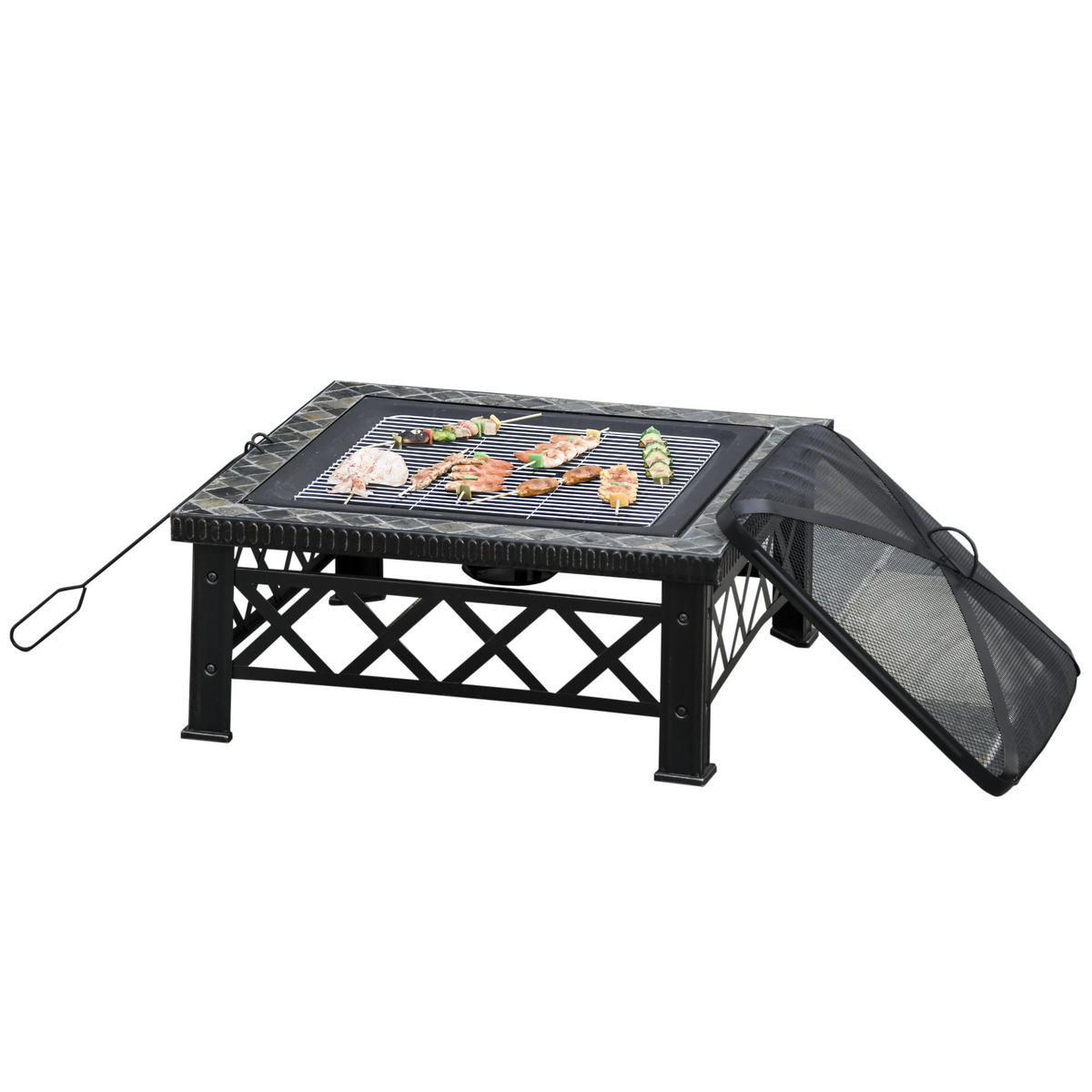 FEUERSCHALE 3-in-1 DE-10408 mit Grillrost & Eiskübel Schwarz - Schwarz, Metall (76/47/76cm) - ComfortXL