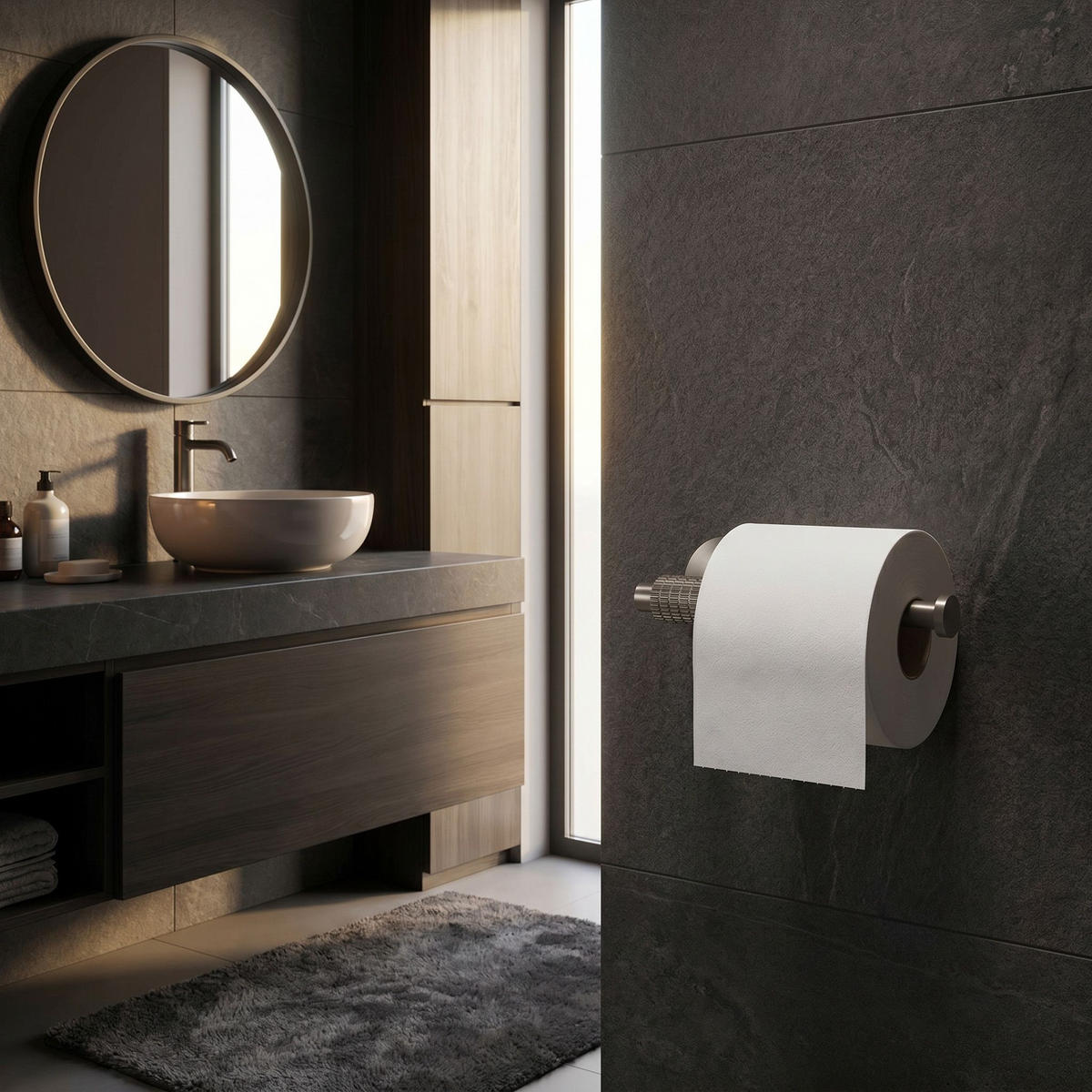 HALTER Für Toilettenpapier Rea 29105 Riwon Titan - Titanfarben, Metall (16/5/8.5cm) - REA
