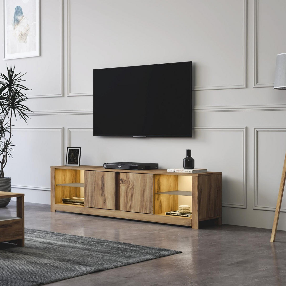 TV-MÖBEL aydos Braun - Braun, Holz (35/45/180cm) - Habitat Garten