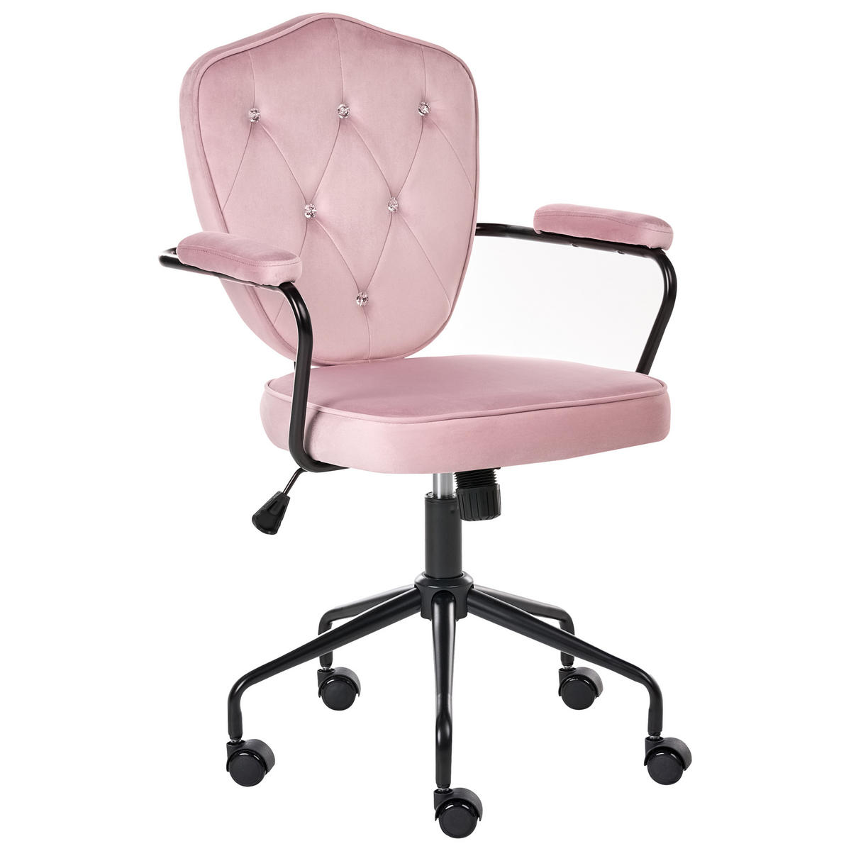 SCHREIBTISCHSTUHL Samtstoff Pastellrosa Velisse - Pink, Textil (55/98/55cm) - Beliani