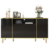 SIDEBOARD Hochglanz 150 x 40 x 80 cm Schwarz mit LED - Schwarz, Holzwerkstoff (150/80/40cm) - Meubliv