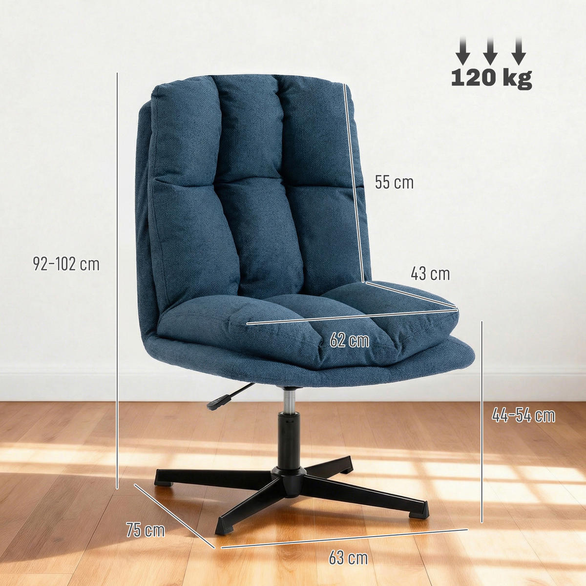 DREHSTUHL Blau 1 Stück - Blau, Textil (63/102/75cm) - GiPP