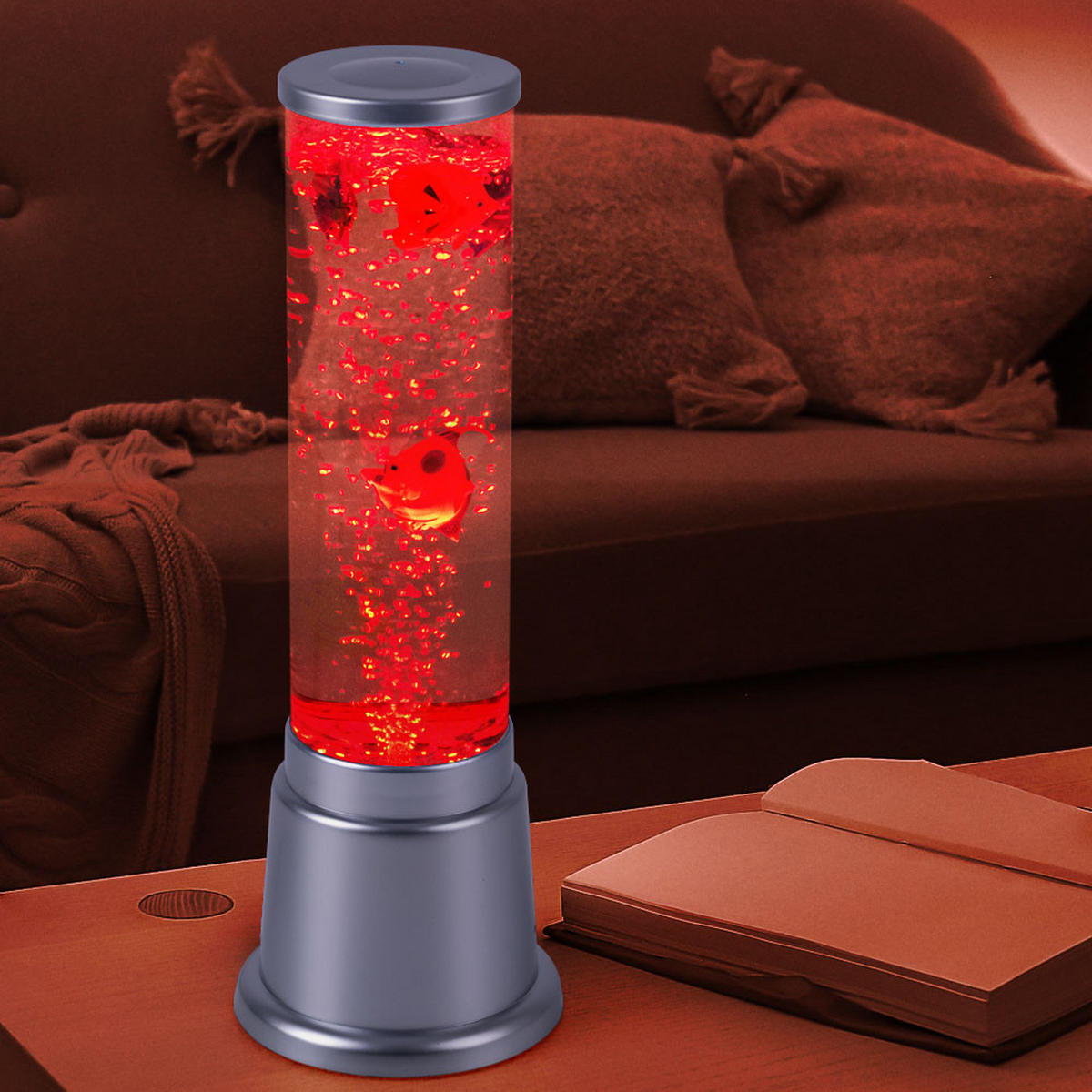 LED DEKOLEUCHTE Wassersäule Silber mit Farbwechsel - Silberfarben, Kunststoff (12.5/12.5/36cm)