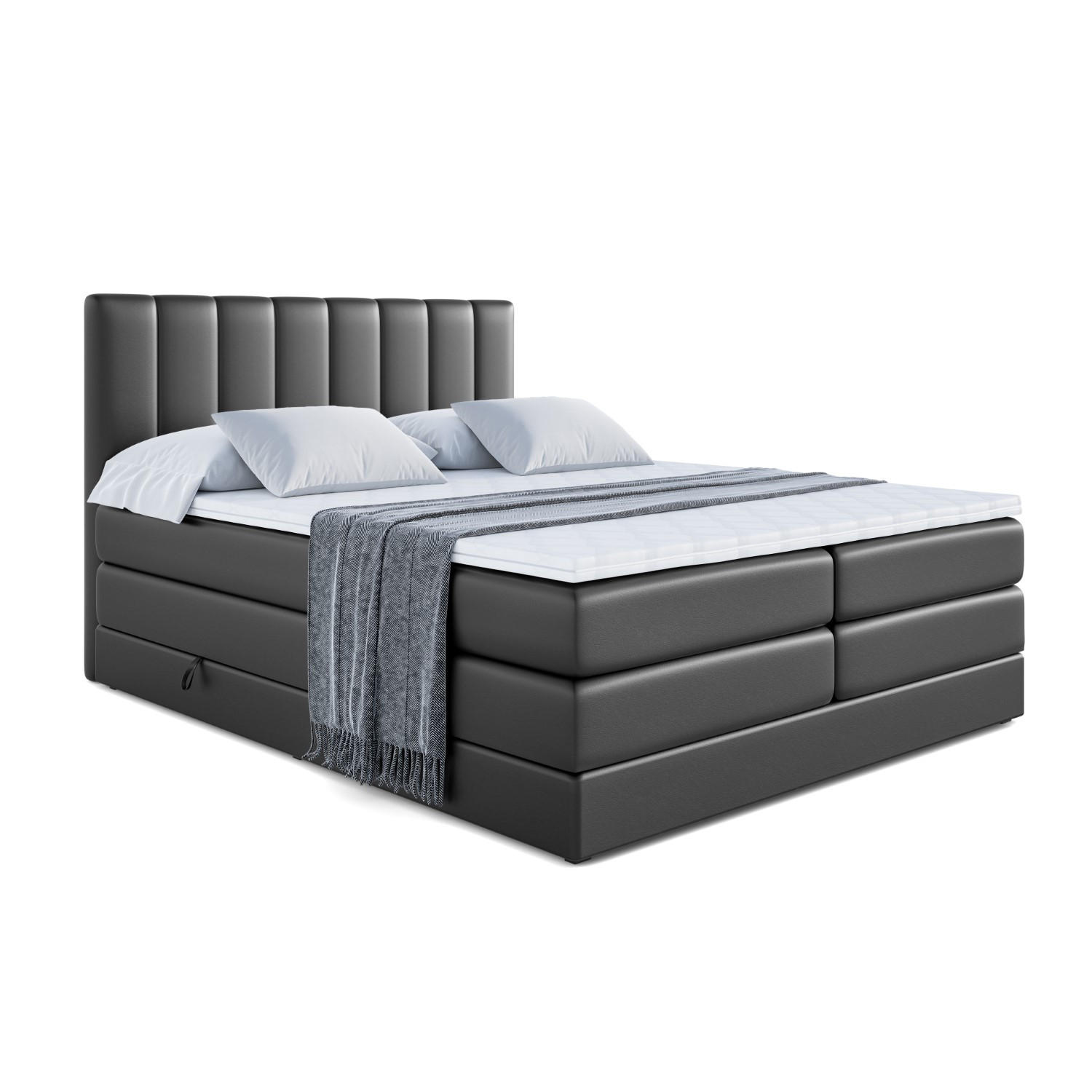 BOXSPRINGBETT OTTA KING - 160x200 - H3/H4 - Schwarz Hochglanz - Schwarz Hochglanz, Holzwerkstoff (160/200cm) - ALTDECOR