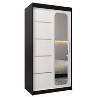 SCHWEBETÜRENSCHRANK 200/100/62 2-türig - Silberfarben/Schwarz, Holz/Kunststoff (100/200/62cm) - Abiks Möbel