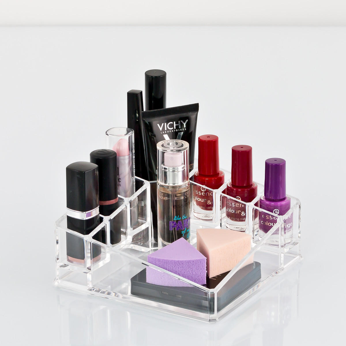 KOSMETIKORGANIZER, mit 3 verschiedenen Fachgrößen - Transparent, Kunststoff (14/14/7cm) - bremermann