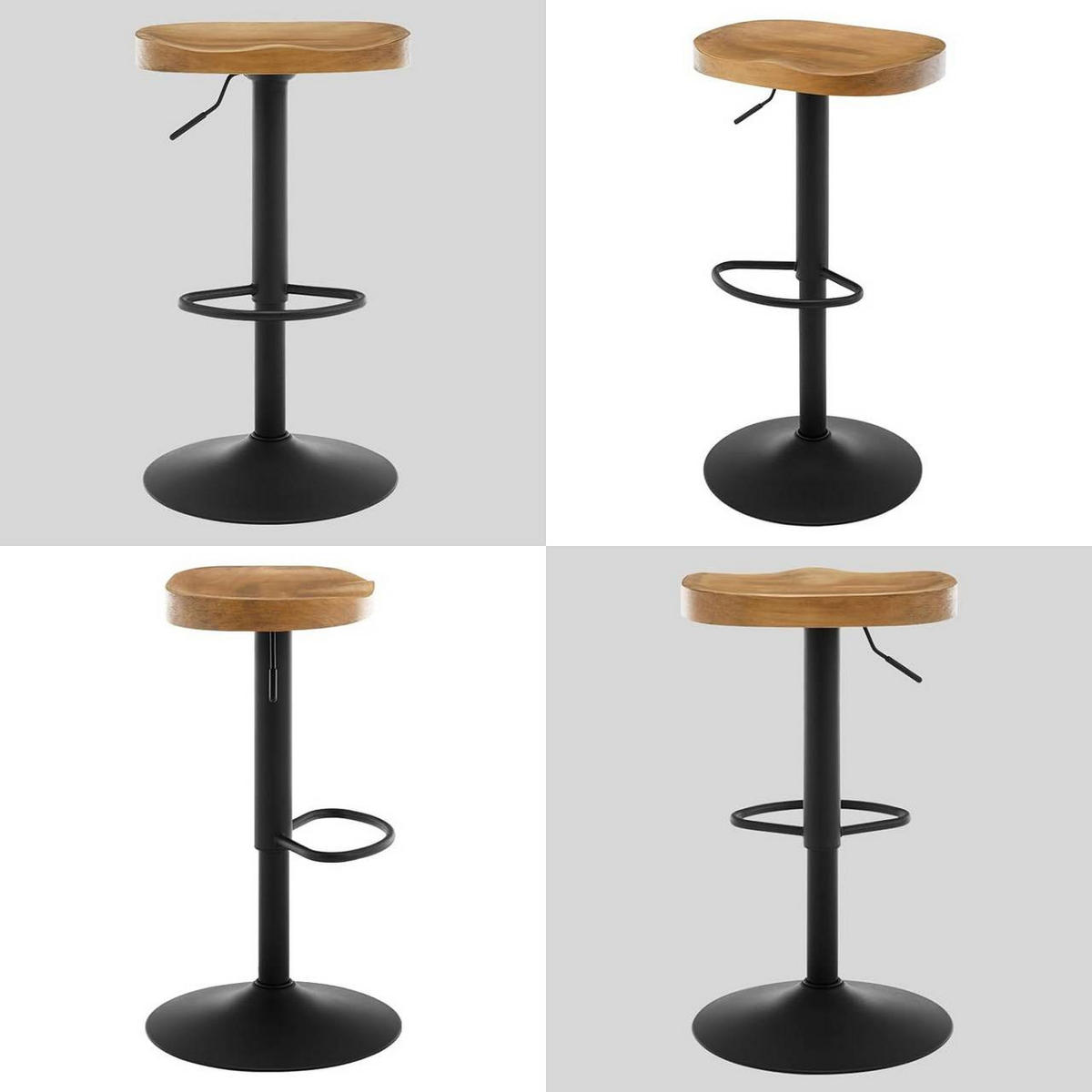 BARHOCKER mit Sattelsitz, aus Massivholz, Dunkle Holzoptik - Buchefarben/Schwarz, Holz/Metall (41.5/60/31.5cm) - Woltu