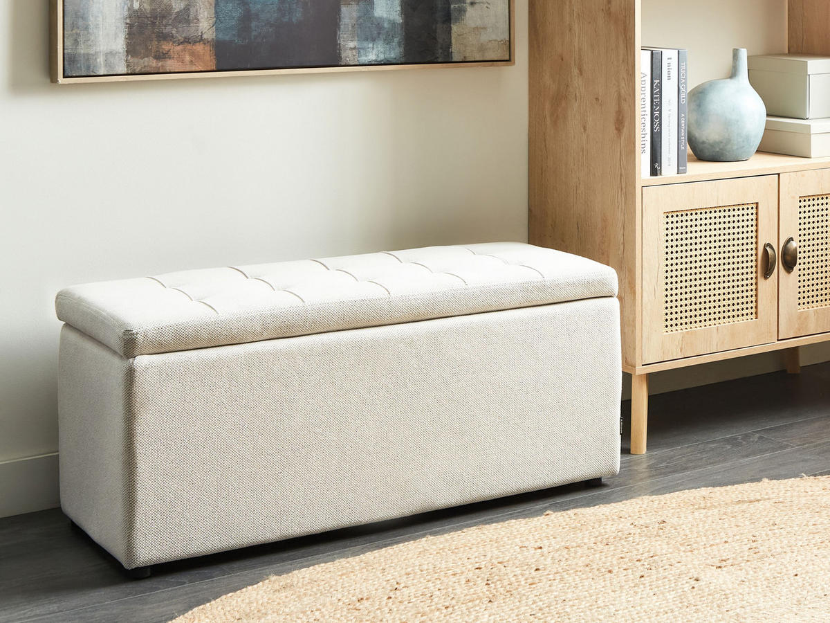 OTTOMANE mit Stauraum Stoff Cremeweiß Orem - Creme, Textil (100/42/40cm) - Beliani