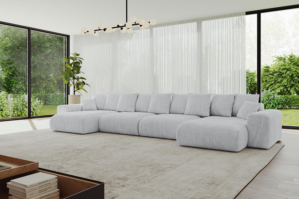 WOHNLANDSCHAFT mit Schlaffunktion ESKAR-U2-464x176x72cm Grau - Grau, Holzwerkstoff/Kunststoff (176/72/464cm) - ALTDECOR