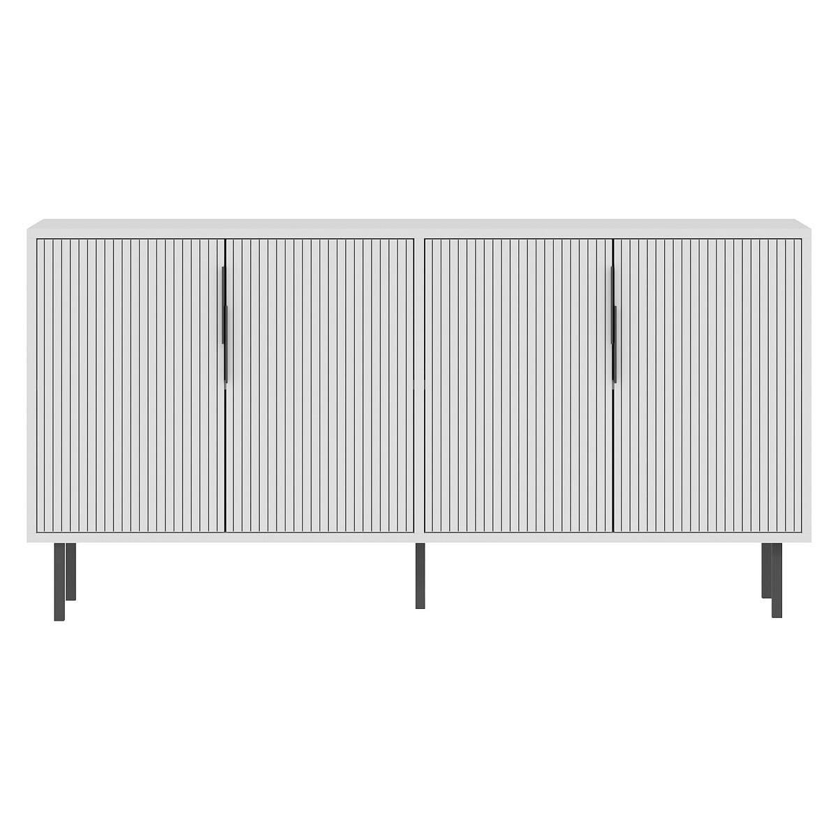 SIDEBOARD mit 4 Türen 36/150/75 cm - Weiß, Holzwerkstoff (36/75/42cm) - Calicosy