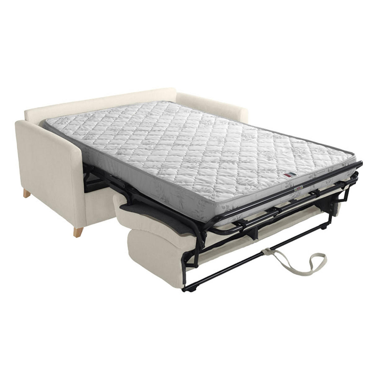 SCHLAFCOUCH Beige Matratze 13 cm 2-3-Sitzer SKANDY - Beige, Textil (95/95/156cm) - Miliboo