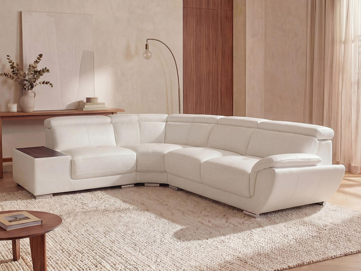 SOFA ohne Schlafmöglichkeit - 5 Personen - Leder - Weiß - Weiß, Leder (306/78/240cm) - Vente-Unique
