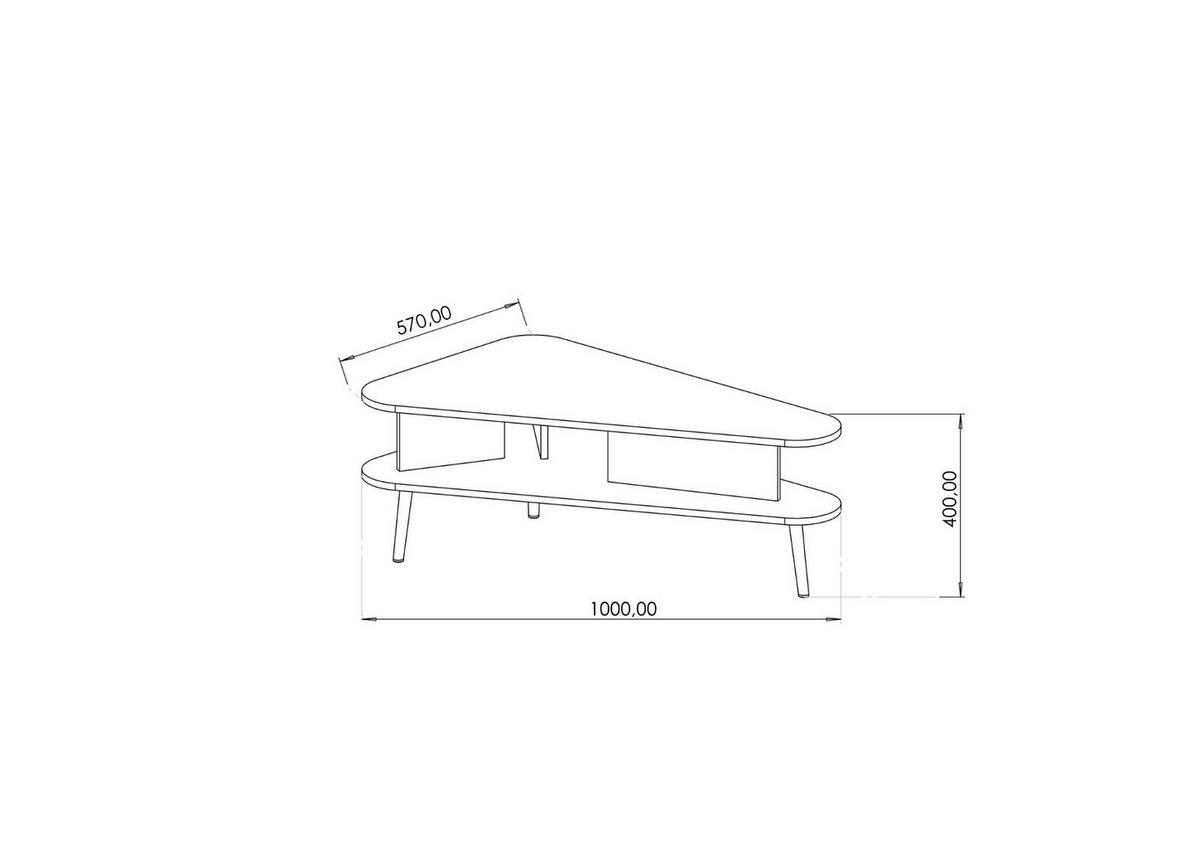 COUCHTISCH Pinelli 100/57/40 Ovale Form - Schwarz/Braun, Holzwerkstoff/Metall (57/100/40cm) - Ravio