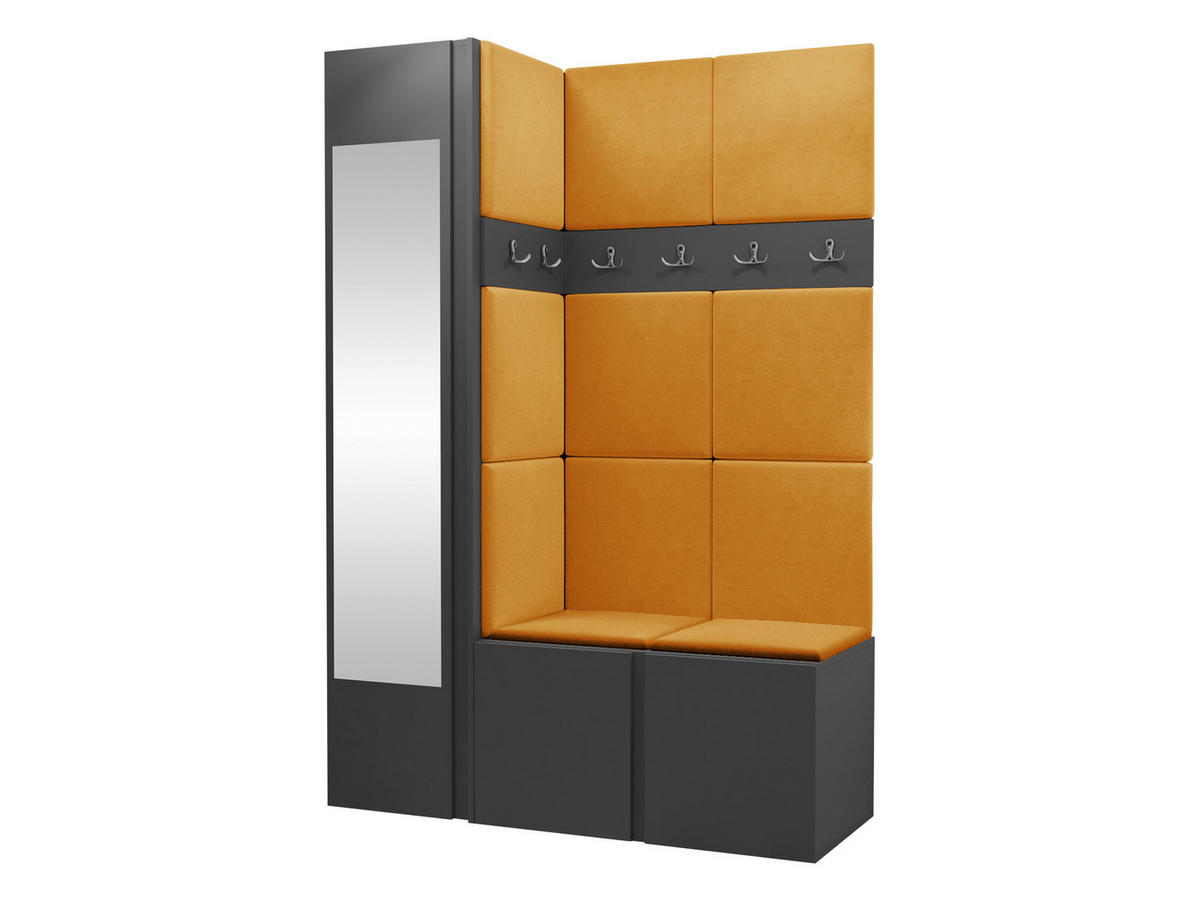 GARDEROBEN-SET Orion X - Graphitfarben/Orange, Holzwerkstoff/Kunststoff (124/186/46cm) - MIRJAN24