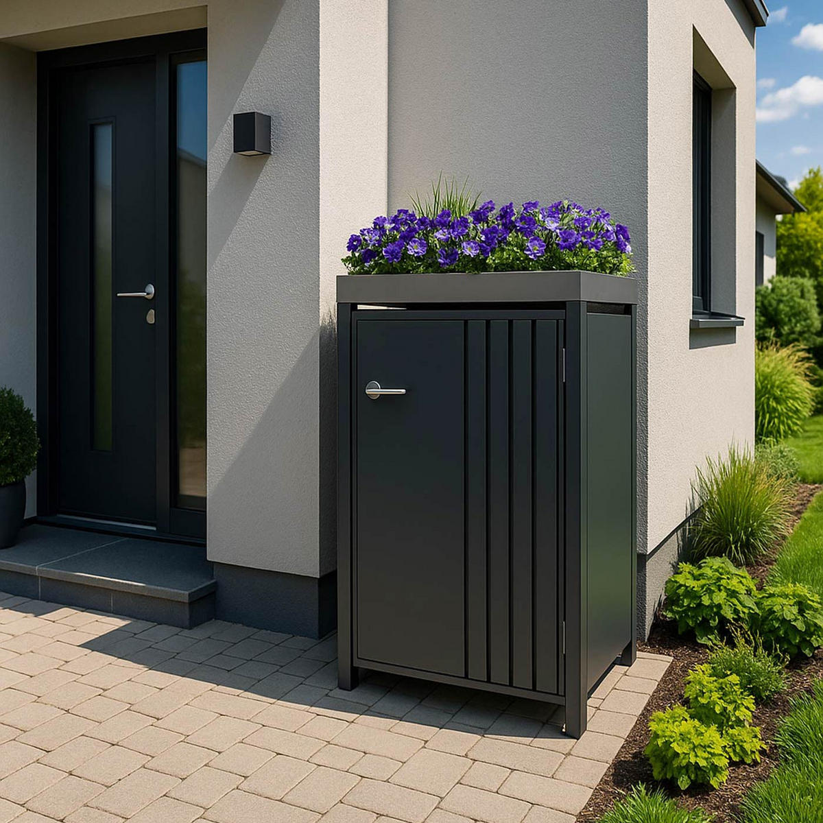 1ER-MÜLLTONNENVERKLEIDUNG Anthrazit - Anthrazit, Metall (68/125/84cm) - MCW