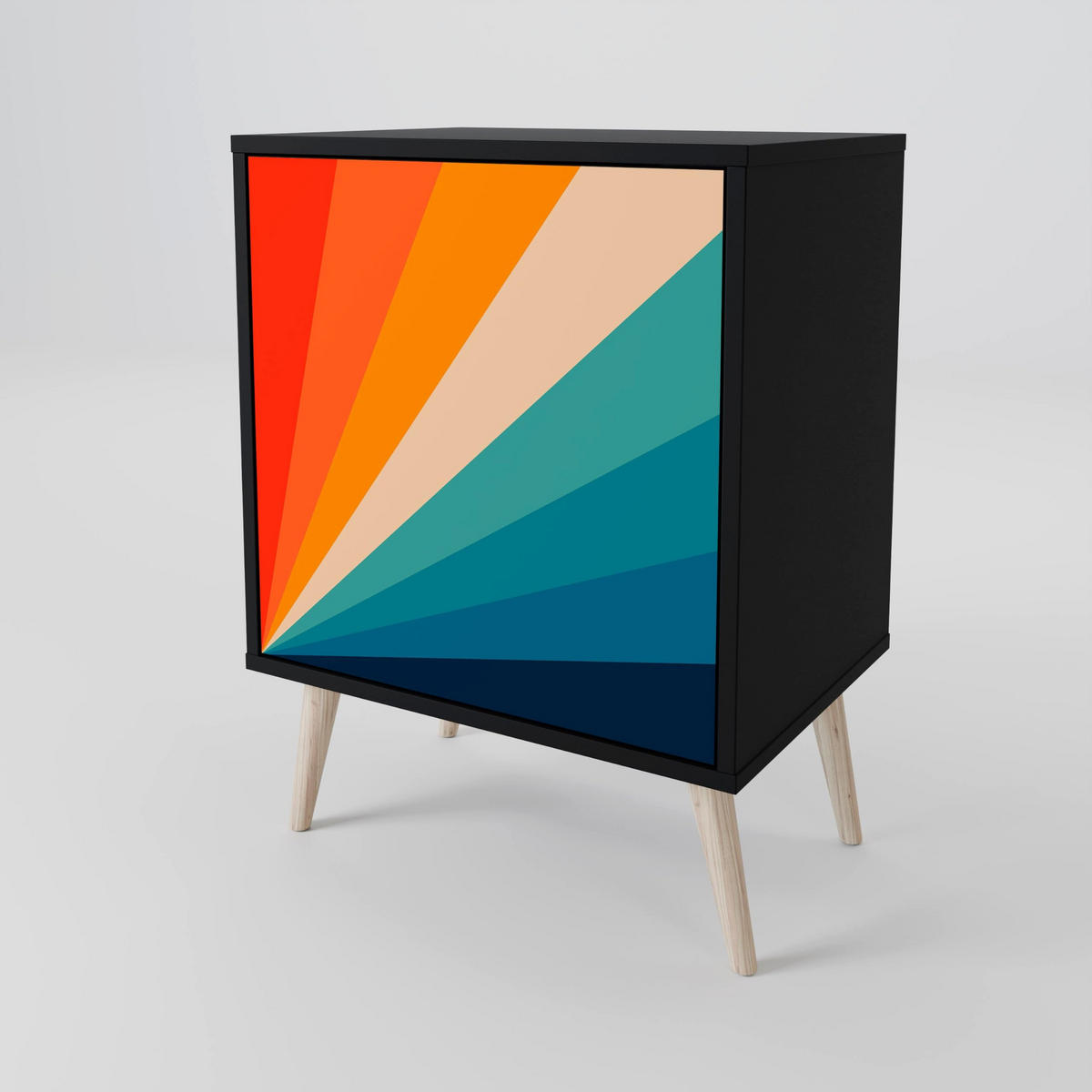 SIDEBOARD PRISM CONCUSSION, Schwarz, 57,5x42x75,5 cm, Goldfarbene Metallfüße - Goldfarben/Multicolor, Holzwerkstoff/Metall (57.5/75.5/42cm) - SpaceRebels