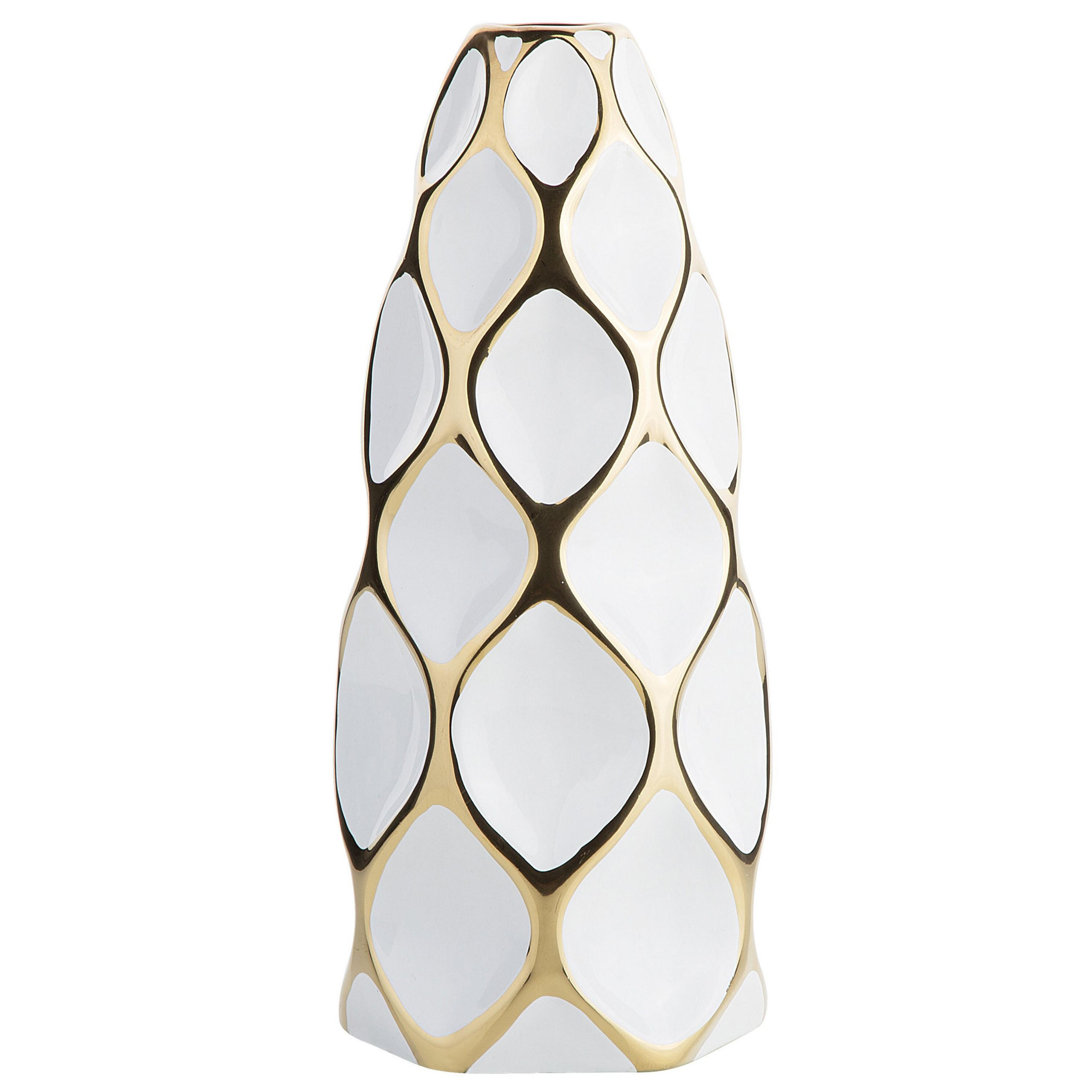 BLUMENVASE Steinzeug weiß Avila - Weiß, Stein (36cm) - Beliani